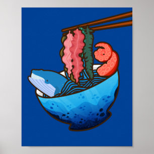 Póster Ocean Ramen Tentacle Kelp Naturaleza de la Comida 
