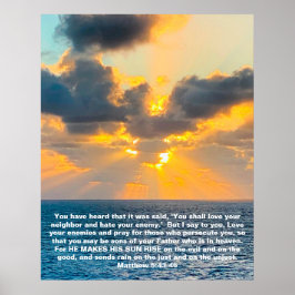 Póster Ocean Sunrise, con Scripture Verse Matthew 5:43