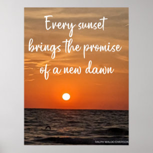 Póster Ocean Sunset - Cita Inspiradora