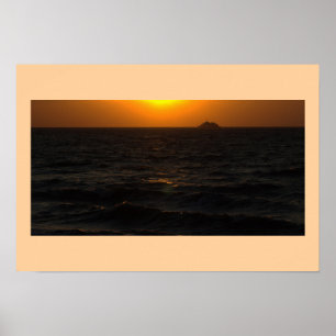 Póster Ocean Sunset con Poster de barco