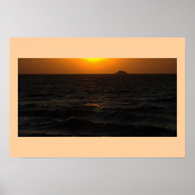 Póster Ocean Sunset con Poster de barco (Frente)