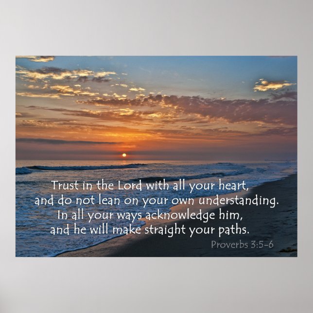 Póster Ocean Sunset Proverbs 3:5-6 Poster (Frente)