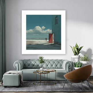 Póster Ocean View - A Man Stands Staring at Ocean