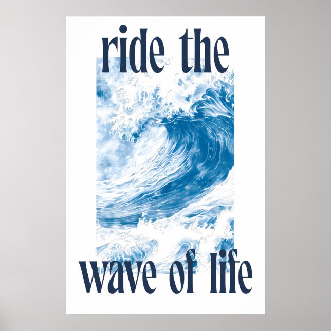 Póster Ocean Wave Art Print Indigo Hokusai Style Surf (Frente)