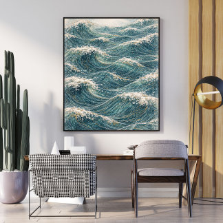Póster Ocean Waves Art | Japanese Wave Print Poster