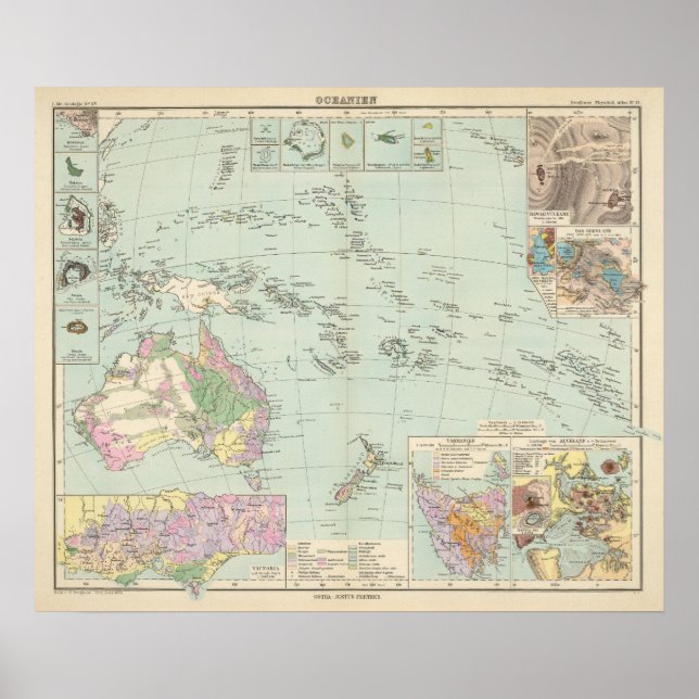Póster Oceanien - Atlas Map of Oceania (Frente)