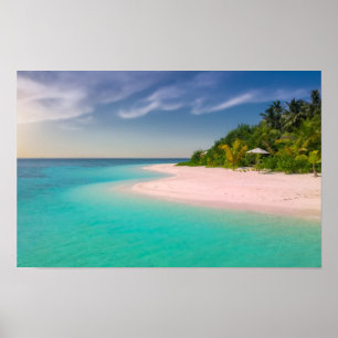 Póster Océano Acuamarino Playa Tropical Escénica