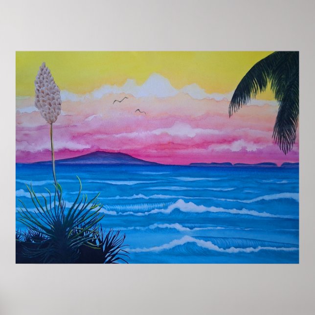 Póster Océano atardecer (Frente)