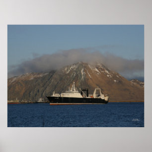 Póster Océano de Alaska, barco rastreador de fábrica en
