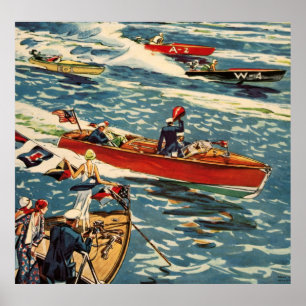 Póster Océano de la fila de la antigüedad del vintage del