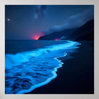 Póster "Océano de luz: Sueños bioluminiscentes"