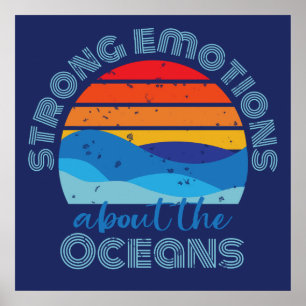 Póster Oceano Dice Puesta de Sol Retro