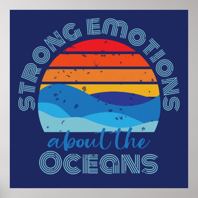 Póster Oceano Dice Puesta de Sol Retro (Frente)