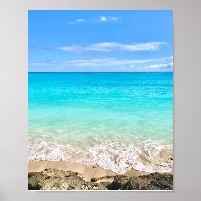 Póster Océano hawaiano tropical Aloha (Frente)