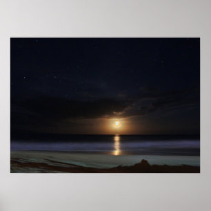 Póster Océano iluminado por la luna