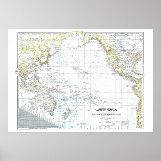 Póster Océano Pacífico: 1942 El teatro de la guerra... (Frente)