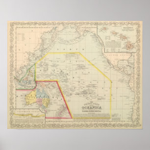 Póster Océano Pacífico, incluida Oceanía