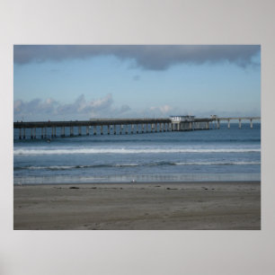 Póster Océano Pacífico y el embarcadero de la playa del