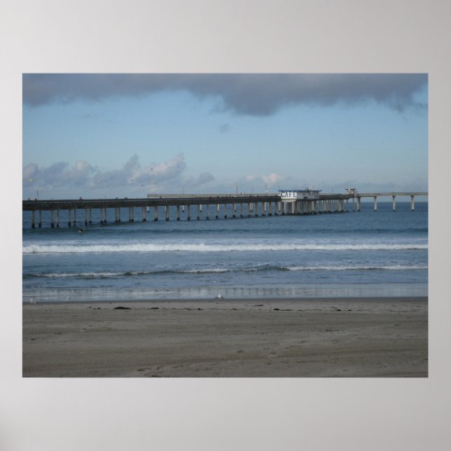 Póster Océano Pacífico y el muelle Ocean Beach. (Frente)