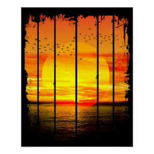 PÓSTER OCÉANO SIMPLE PUESTA DE SOL
