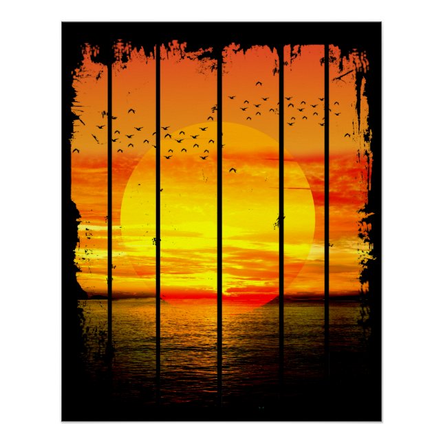 PÓSTER OCÉANO SIMPLE PUESTA DE SOL (Anverso)