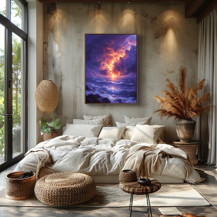 Póster Oceano y cielo embravecidos: surrealismo 