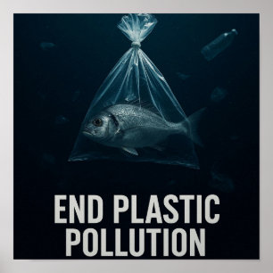 Póster Océanos sin plástico - Conciencia sobre la vida ma