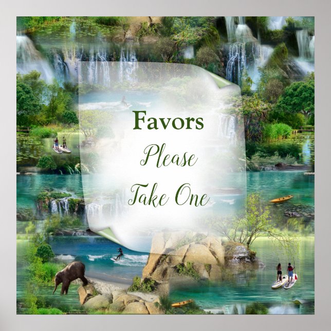 Póster Océanos y ríos mundiales, lagos y actividades depo (Frente)