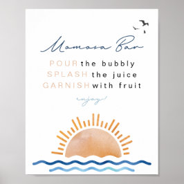 Póster OCEANSIDE Beach Tropical Sunset Momosa Bar Rótulo
