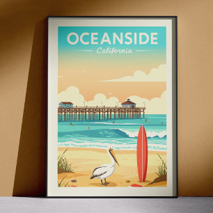 Póster Oceanside California vintage