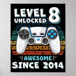 Póster Ocho años BDay Son Boy Fun Gamer 8 años B