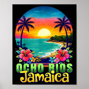 Póster Ocho Ríos Jamaica Playa Atardecer Tropical Verano