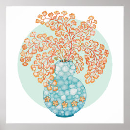 Póster Ochre Amarillo Sale de la Base Turquesa Vase Water