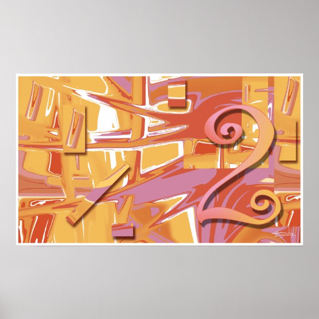 Póster Ochre Two Abstract Art Poster | naranja (Frente)