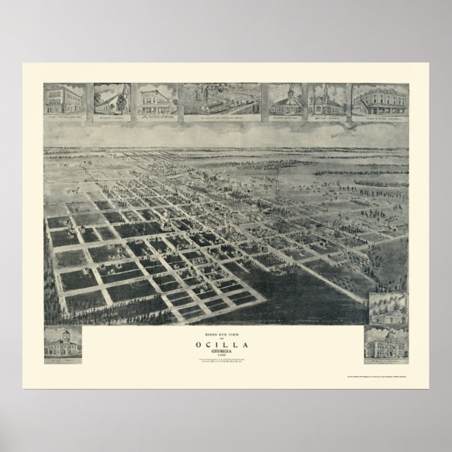 Póster Ocilla, GA Panoramic Map - 1908 (Frente)