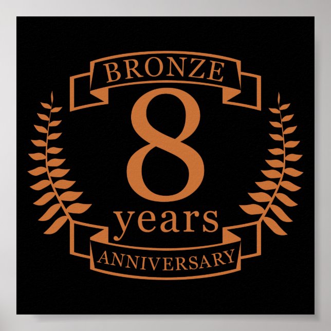 Póster Octavo aniversario de boda en bronce de ocho años (Frente)
