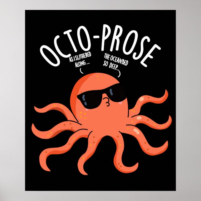 Póster Octo-prosa Graciosa Octopus Pun Dark BG (Frente)