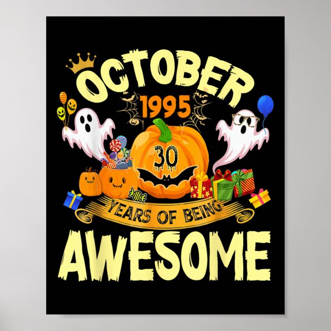 Póster October 1995 30 Years Of Being Awesome Funny Hallo (Frente)