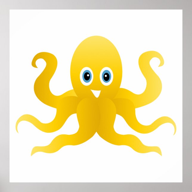 Póster Octopi amarillo divertido (Frente)