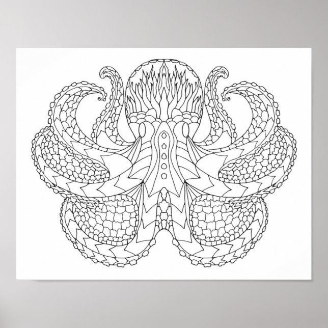Póster Octopus 2 con estampación étnica (Frente)