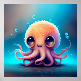 Póster Octopus animado lindo