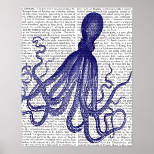 Póster Octopus azul