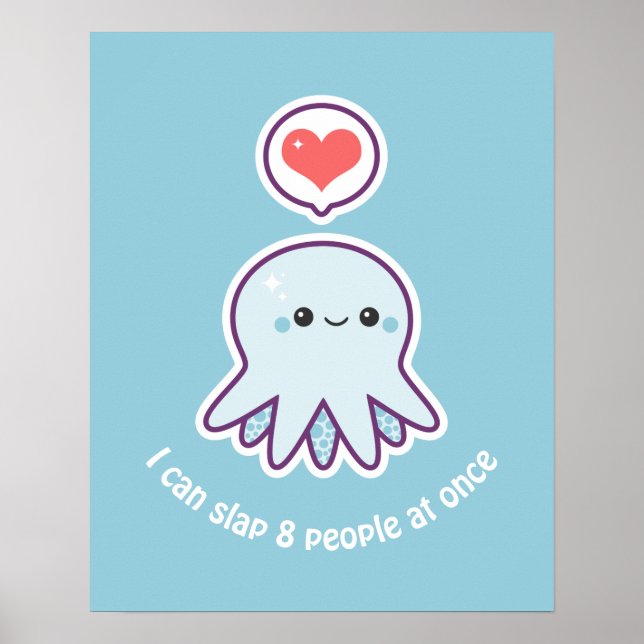 Póster Octopus azul de Kawaii (Frente)