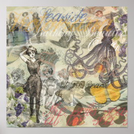 Póster Octopus Beach Vacation Victorian Gothic Fun