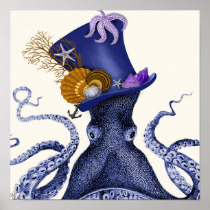 Póster Octopus con Gorra náutico