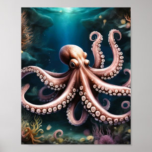 Póster Octopus de profundidad surrealista