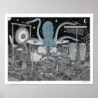 Póster Octopus en tambores