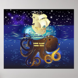Póster Octopus Enorme y Caravella