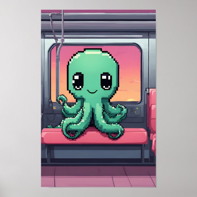 Póster Octopus esporádico en el atardecer en metro (Frente)