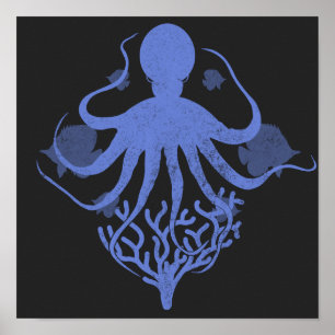 Póster Octopus (fondo oscuro)